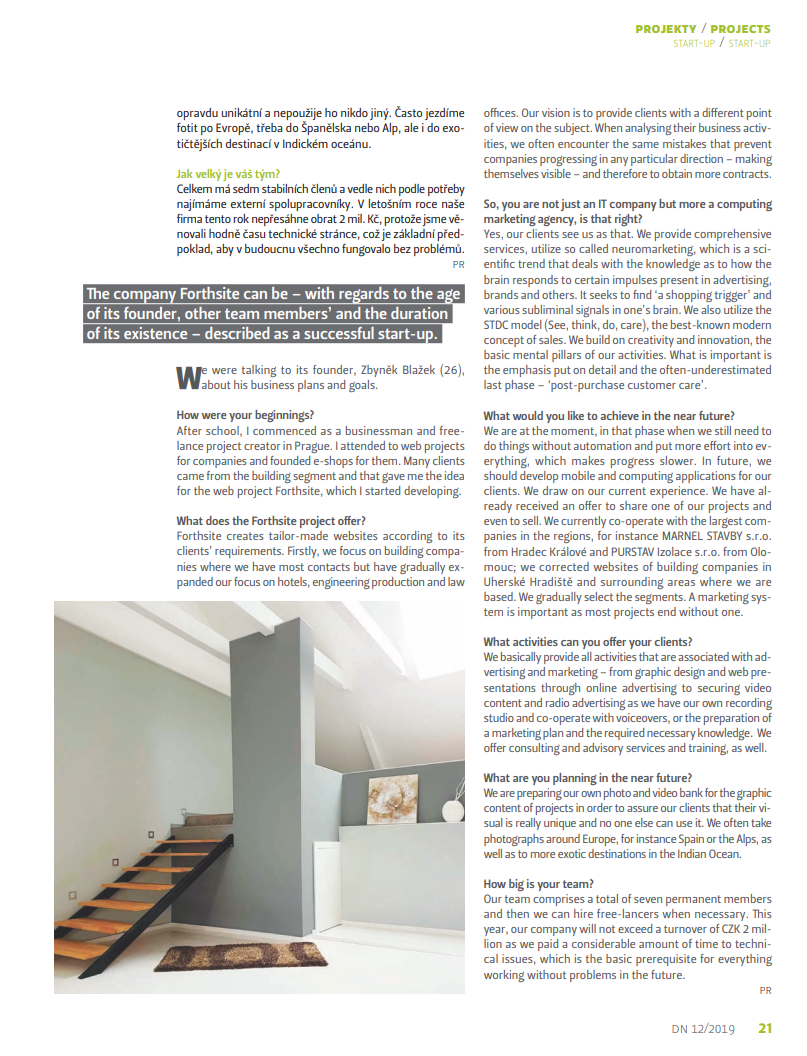 Úryvek z článku v magazínu